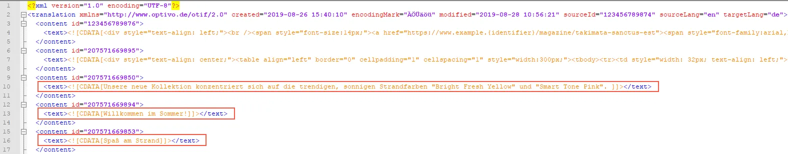 Bild: Übersetzte XML-Übersetzungsdatei