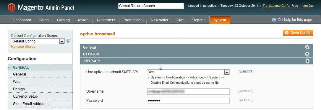 Image: SMTP API area Image: SMTP API area