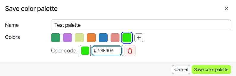 Color code field with a hex value