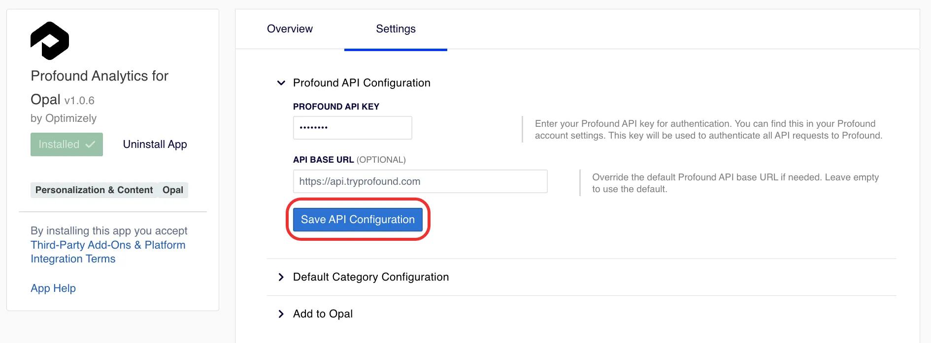 Save API Configuration Save API Configuration