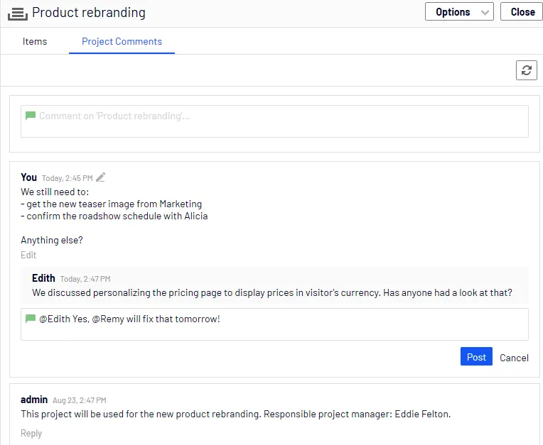 Comment on the project Comment on the project