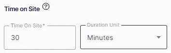 Time On Site Criteria Time On Site Criteria