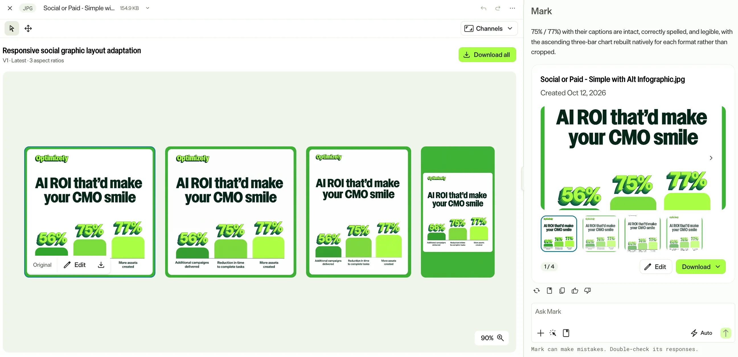 screenshot of the variant results where the original image and each variant display with their aspect ratios. screenshot of the variant results where the original image and each variant display with their aspect ratios.