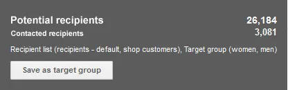 Image: Save as target group Image: Save as target group