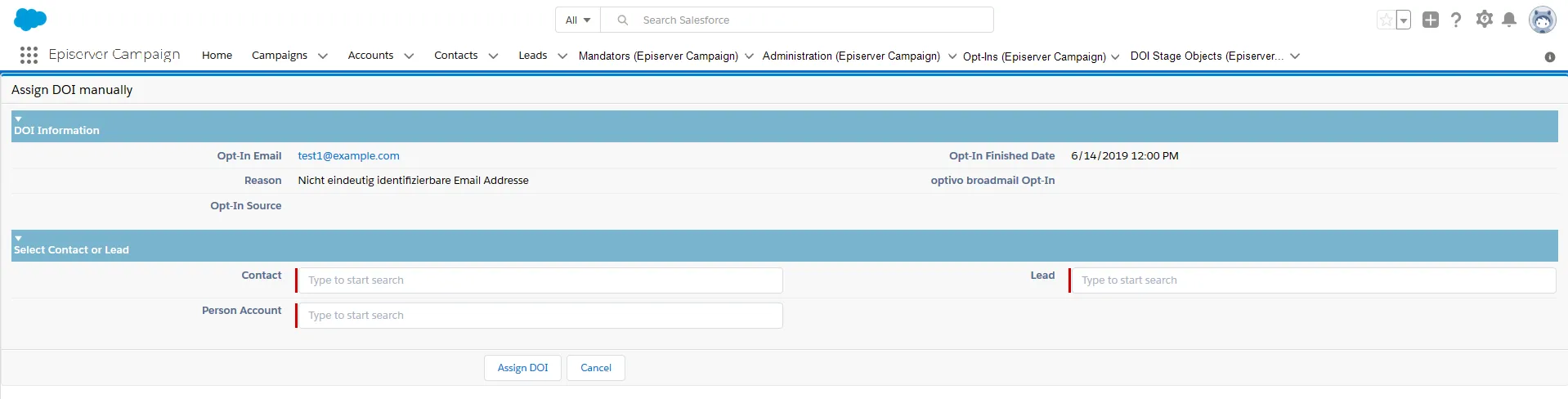 Image: Manually assigning  double opt-ins window