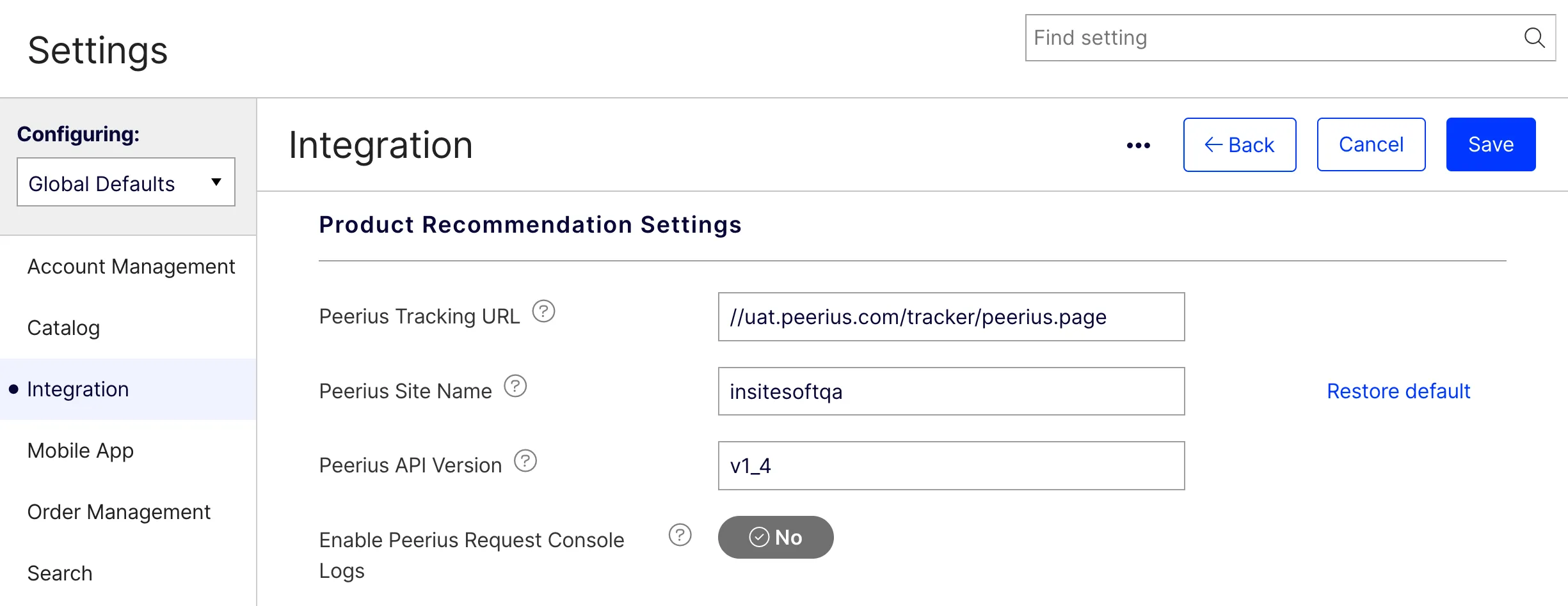 Product Recommendations Settings Product Recommendations Settings