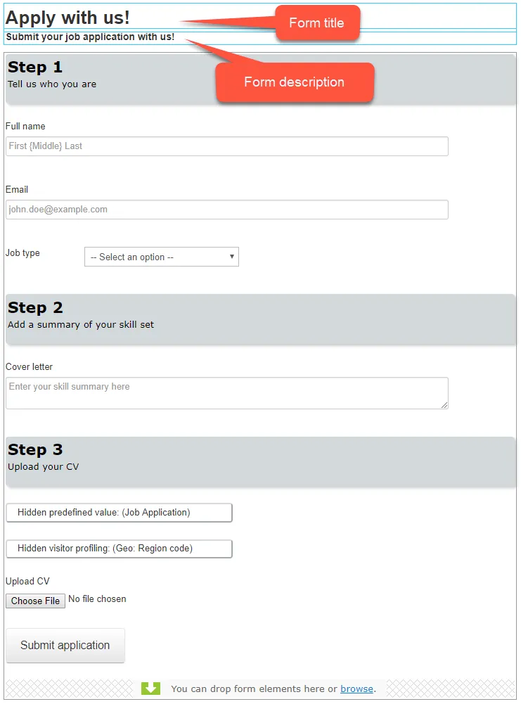 Edited job application form Edited job application form