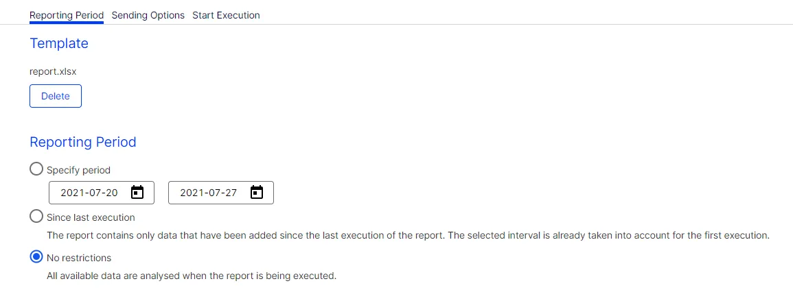 Image: Reporting period tab
