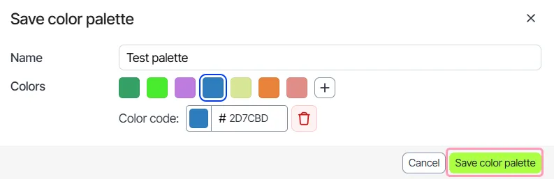Save color palette button
