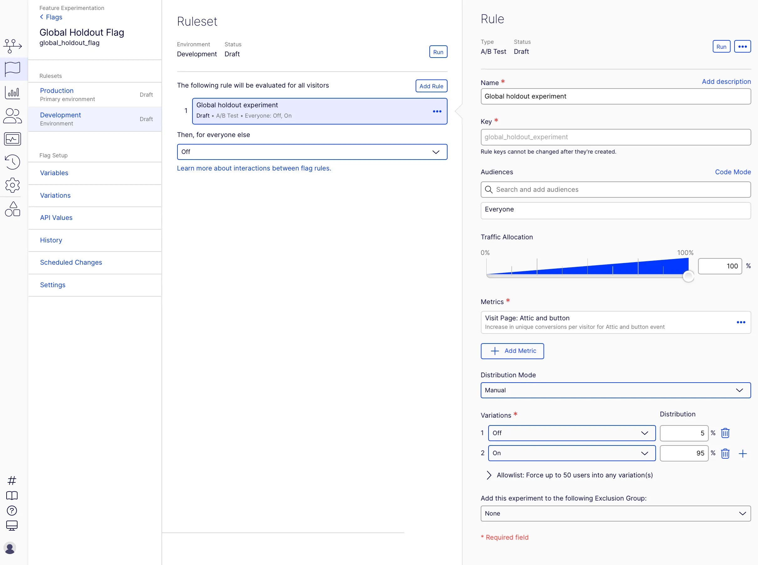 Configure global hold out experiment Configure global hold out experiment