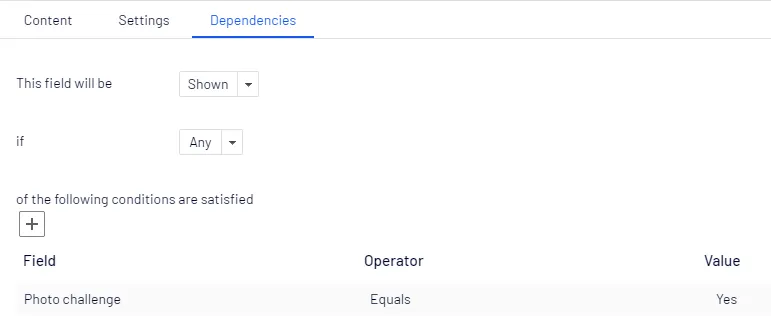 Dependencies tab Dependencies tab
