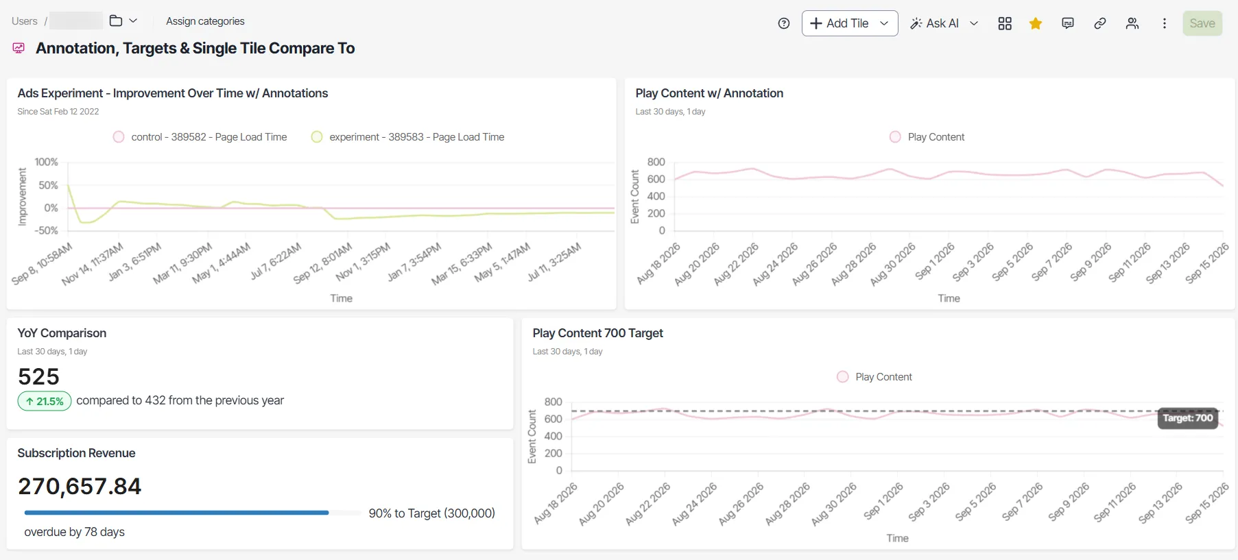 Dashboard using the updated color palette