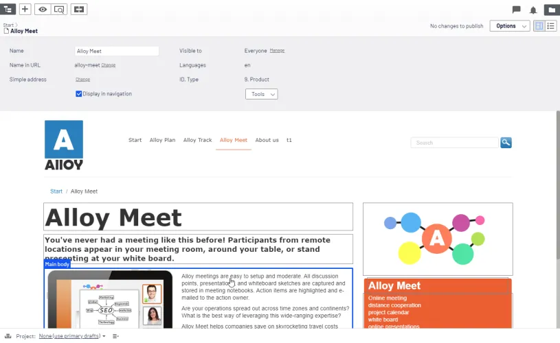 Basic info properties in on-page edit view Basic info properties in on-page edit view