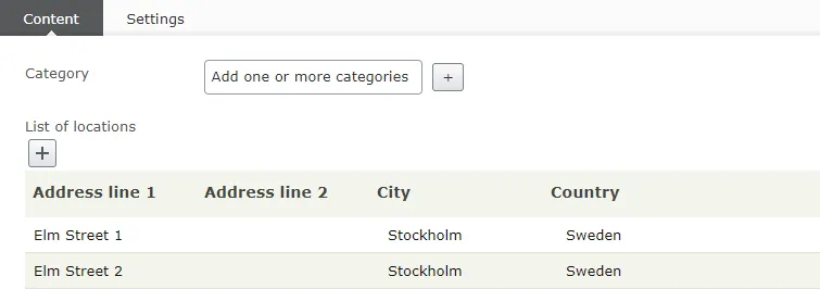 how to implement a list of locations