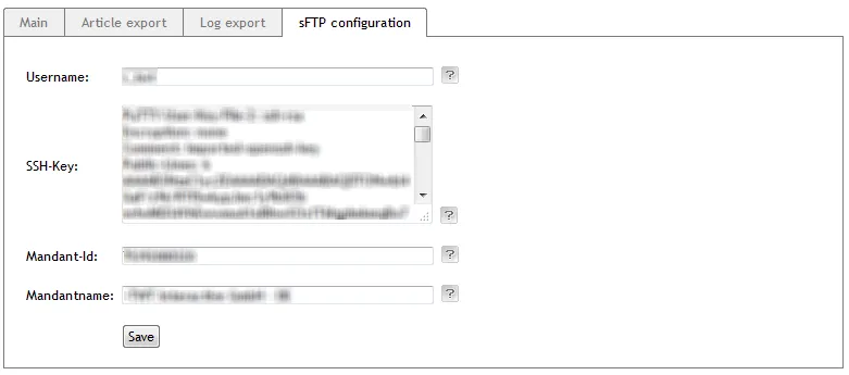Image: sFTP tab