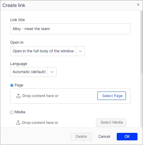 create a link in the rich text editor create a link in the rich text editor