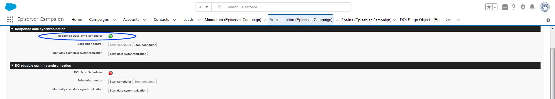 Image: Enabled data synchronization Image: Enabled data synchronization