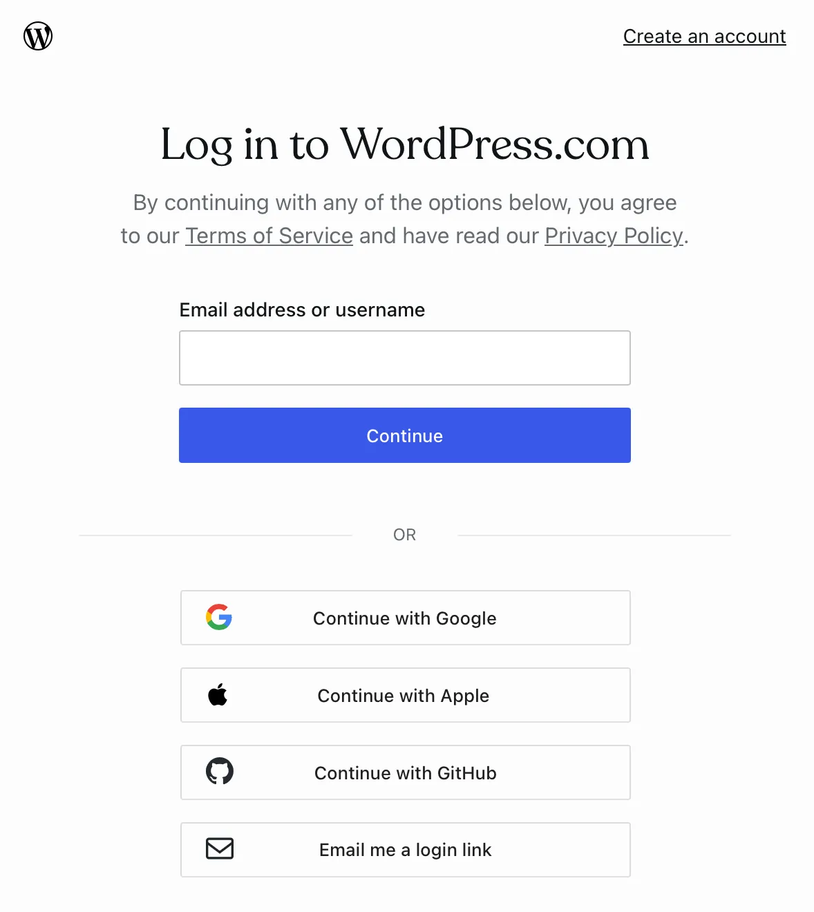 Screenshot of the WordPress login page displayed in Opal after clicking Connect