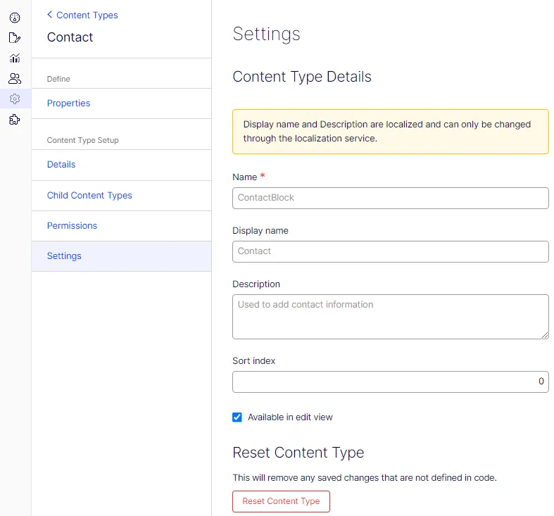 Edit the settings for an existing block type