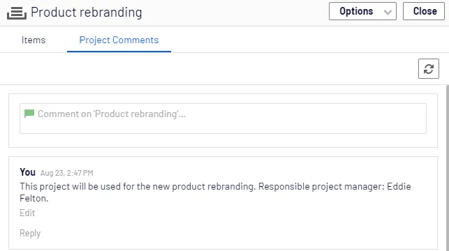Comment on the project Comment on the project