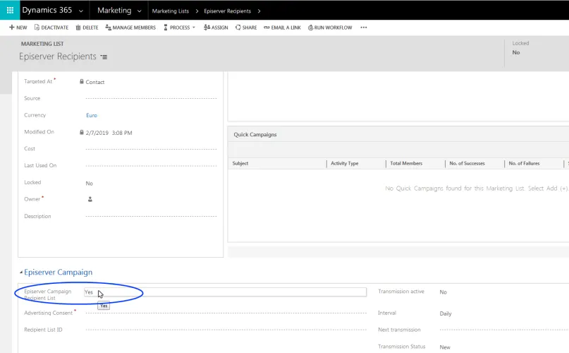Image: Select Yes for recipient list Image: Select Yes for recipient list