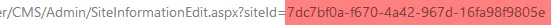 Manage Websites list with the website edit links highlighted, showing where the SiteDefinitionID can be read from the URL