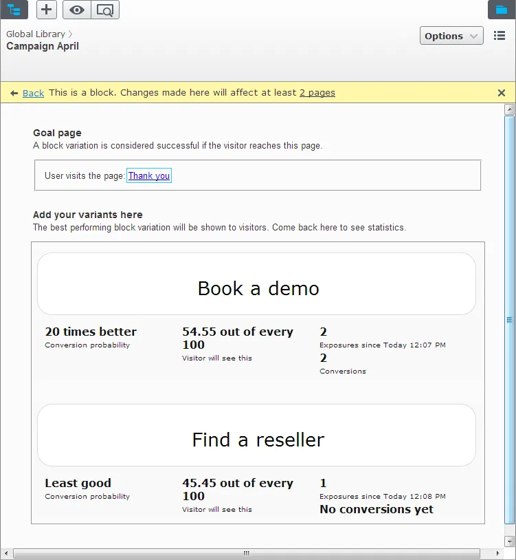 Self-Optimizing Block statistics page Self-Optimizing Block statistics page