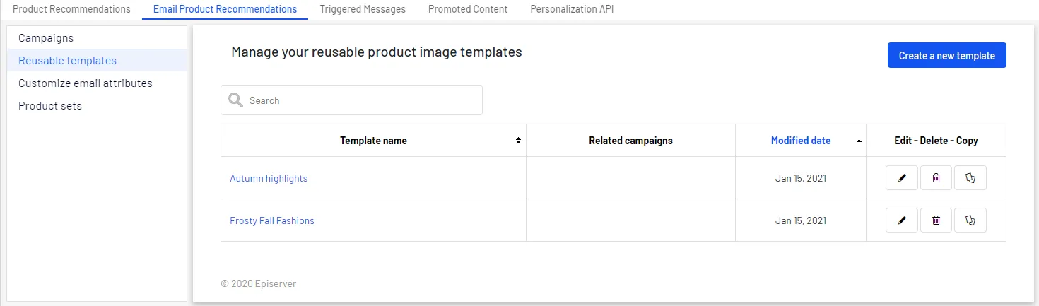 Image: Reusable templates view Image: Reusable templates view