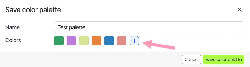 Add color button in the custom palette editor