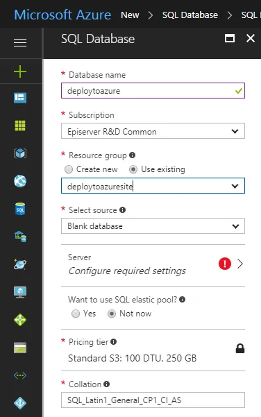 Create a SQL database Create a SQL database