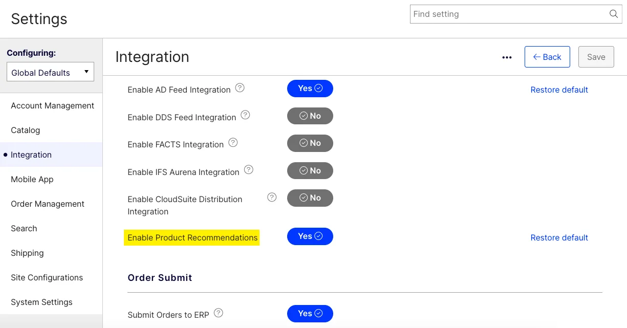 Enable Product Recommendations Enable Product Recommendations