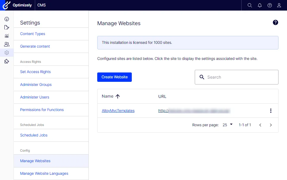 Manage Websites