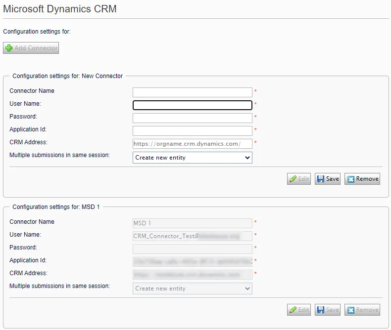 Configuring the Microsoft Dynamics CRM connector
