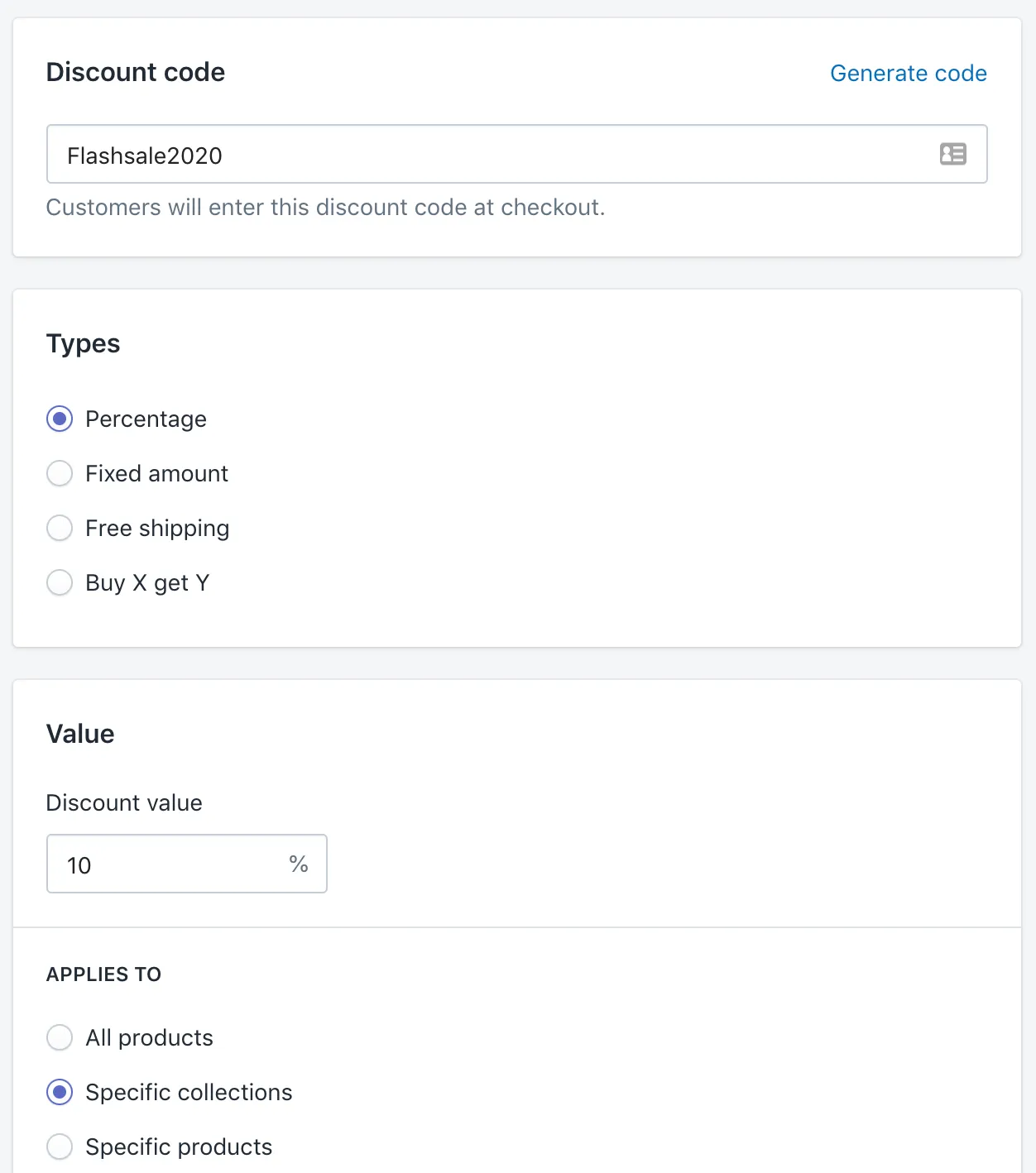 Shopify discount code configuration Shopify discount code configuration