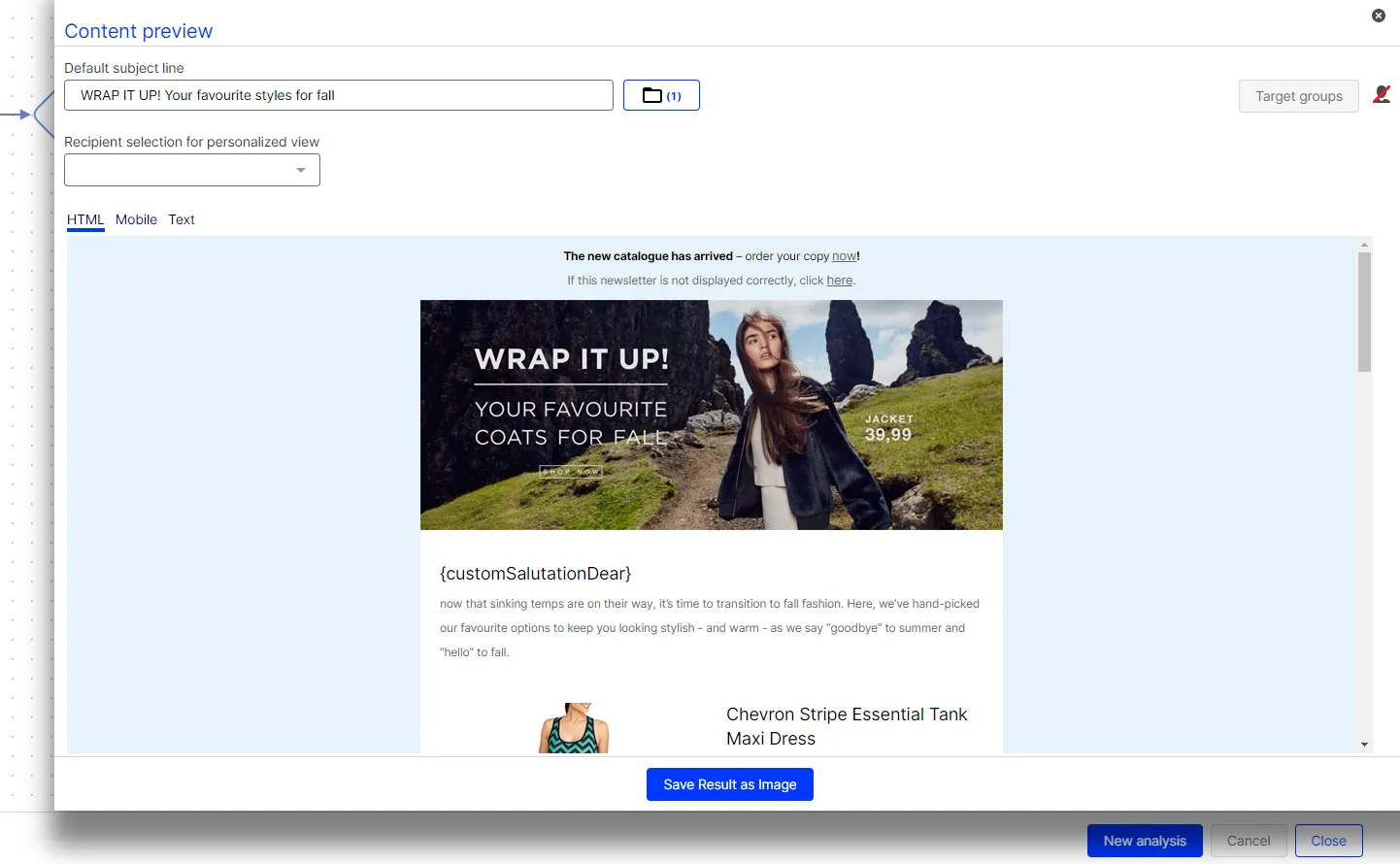 Image: Target groups display activated Image: Target groups display activated