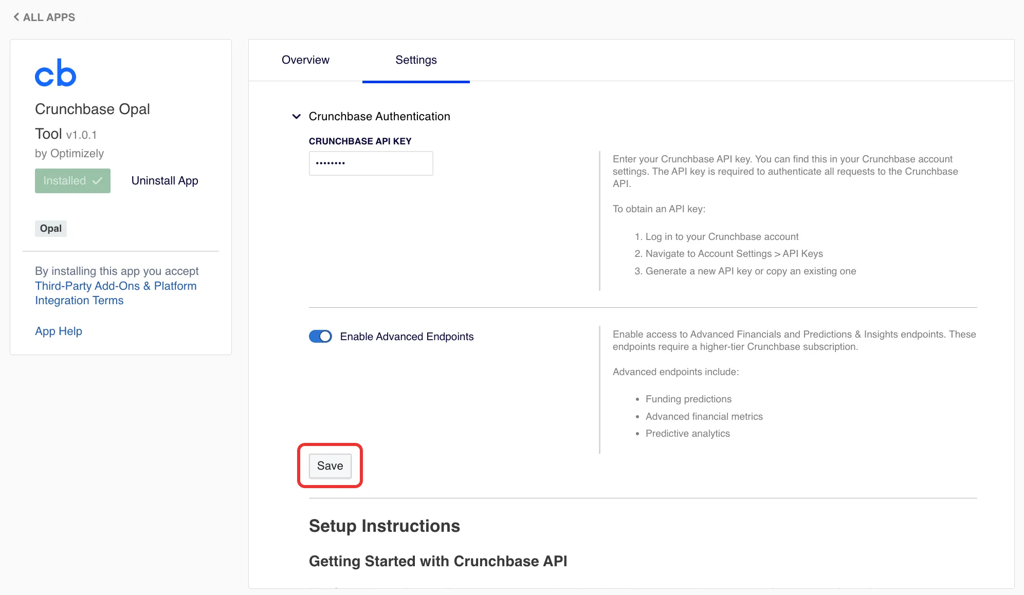 Save API key Save API key