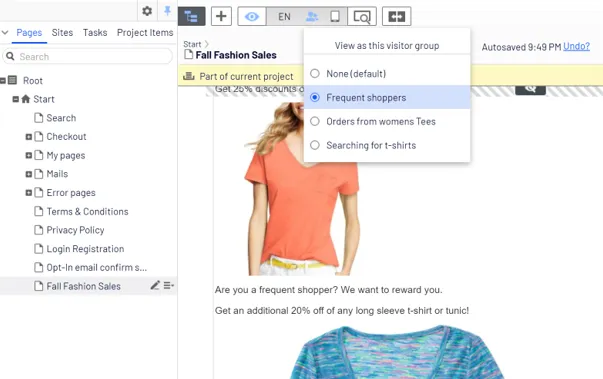 preview your page as it would look to different audiences.