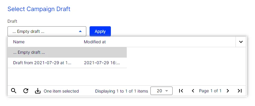 Image: Selecting a draft Image: Selecting a draft