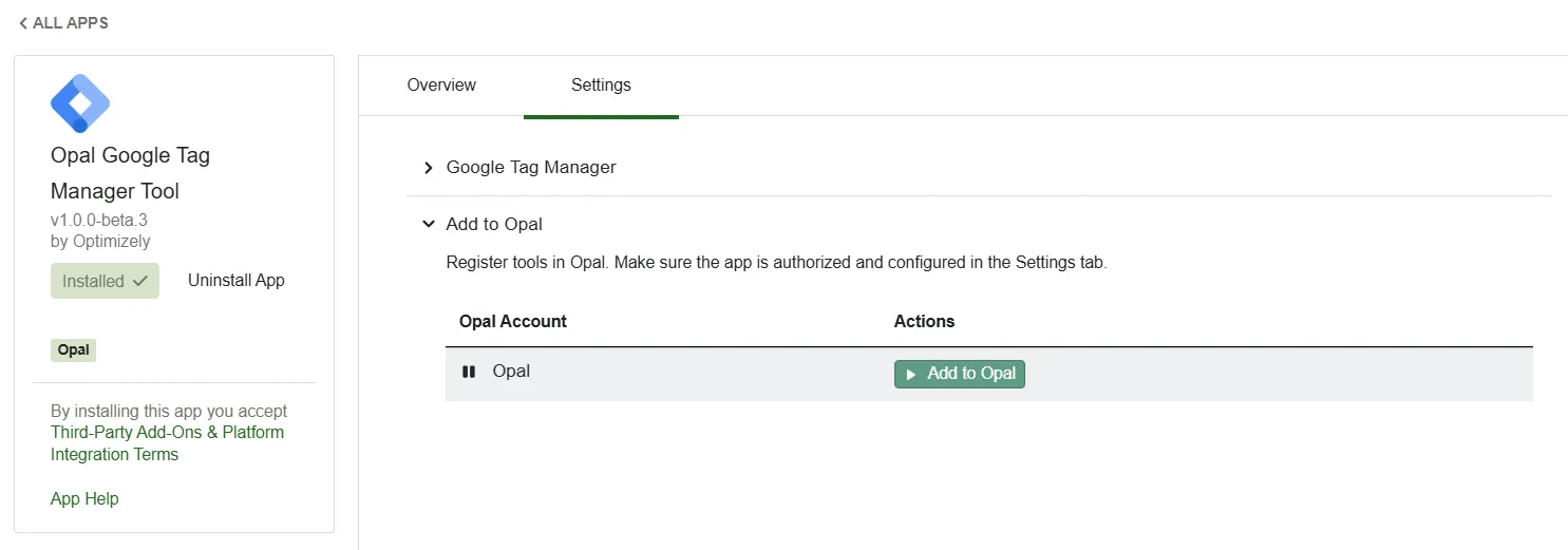 GTM connector add to Opal