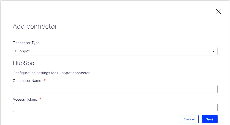 HubSpot configuration settings screen HubSpot configuration settings screen