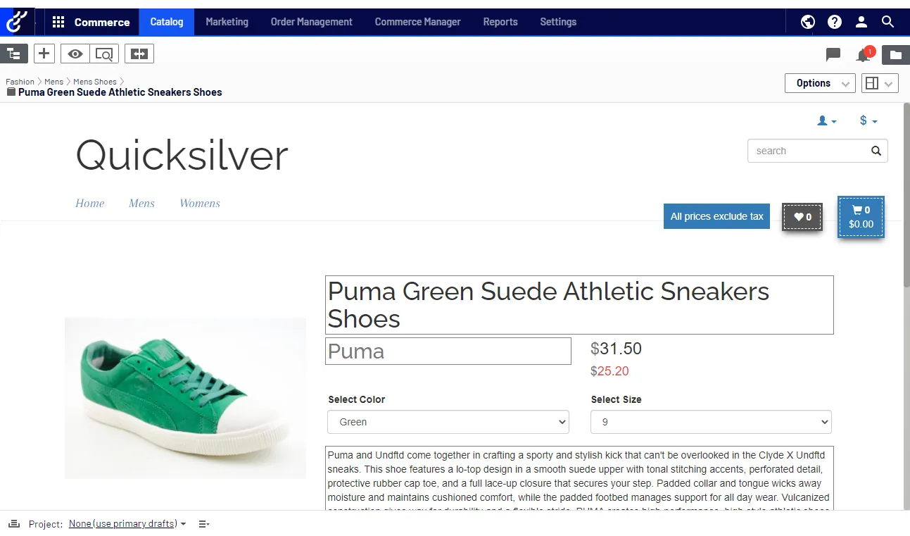 Image: Commerce sample site Image: Commerce sample site