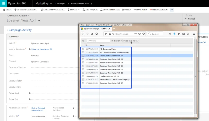 Image: Select mailings