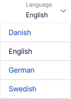 Language selector showing available language filter options Language selector showing available language filter options
