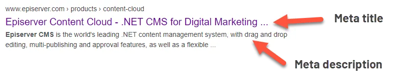 Image: Meta data in Google search results