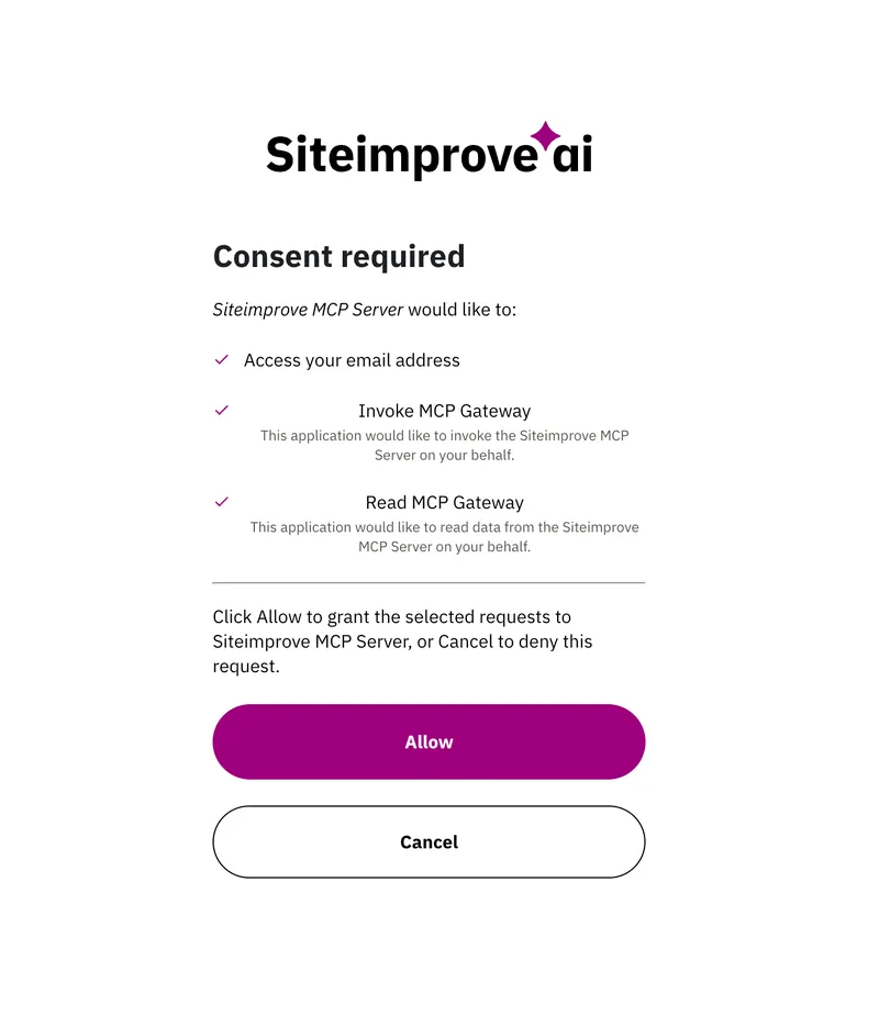 Siteimprove consent required prompt