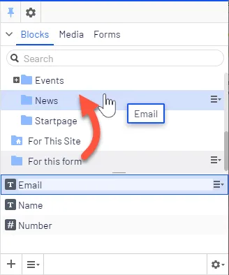 Drag and drop form element into another folder Drag and drop form element into another folder