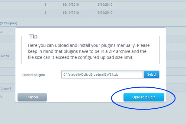 Image: Upload plugin Image: Upload plugin