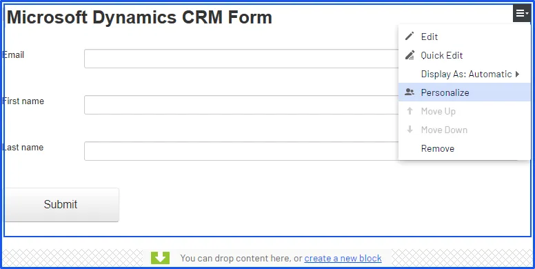 Personalize Microsoft Dynamics form