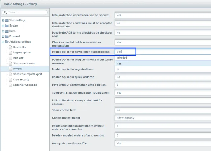 Image: Select double opt-in
