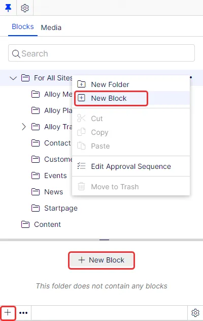 New block in folder